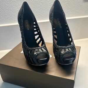 Bebe Black Peep Toe Heels